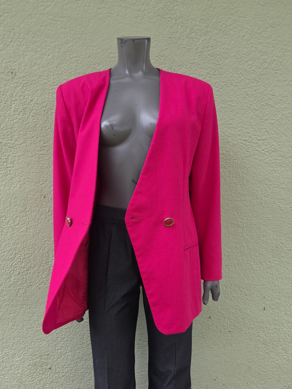 Suit Club (USA) Ladies Vintage V-Neck Fuchsia Double-Breasted Unique Blazer
